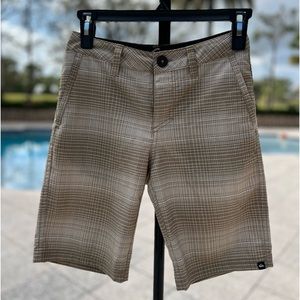 Quicksilver Elmwood Plaid board shorts swim shorts size 24 brown, beige, cream